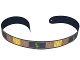 Lego part: Cloth Guitar Strap with 2 Holes and Yellow 'Fender' Logos, Dark Tan and Yellow 2 x 2 Plates Pattern