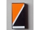 Part No: 87079pb0106L  Name: Tile 2 x 4 with Orange Triangle at Upper Left of Diagonal White Line Pattern