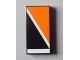 Part No: 87079pb0106R  Name: Tile 2 x 4 with Orange Triangle at Upper Right of Diagonal White Line Pattern