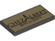 Part No: 87079pb0159  Name: Tile 2 x 4 with 'CHEZ ALBERT RESTAURANT' on Tan Background with Dark Red Border Pattern