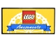 Part No: 87079pb0396  Name: Tile 2 x 4 with LEGO Logo and Blue Ribbon with White 'Amusements' on Yellow Background with White Ferris Wheel Pattern (Sticker) - Set 10244