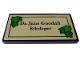 Part No: 87079pb1140  Name: Tile 2 x 4 with 'Dr. Jane Goodall Ethologist' in Black Frame with Green Leaves on Tan Background Pattern (Sticker) - Set 40530