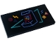 Part No: 87079pb1203  Name: Tile 2 x 4 with Neon Sign with Medium Azure Triangle and Medium Blue Arcade Machine Pattern (Sticker) - Set 41708