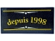 Part No: 87079pb1424  Name: Tile 2 x 4 with Yellow 'depuis 1998' and White Ornaments Pattern (Sticker) - Set 910032