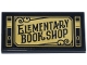 Lego part: Tile 2 x 4 with Gold Sign 'ELEMENTARY BOOK SHOP' and Filigree Pattern (Sticker) - Set 10351