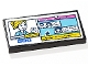 Part No: 87079pb1642  Name: Tile 2 x 4 with White Computer Screen with Video Editing Software, Blue Play, Pause and Stop Buttons, Dark Pink Timeline, Yellow Audio Track and Female Character Pattern (Sticker) - Set 41748
