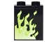 Part No: 87552pb018L  Name: Panel 1 x 2 x 2 with Side Supports - Hollow Studs with Faded Lime Flames Pattern Model Left Side (Sticker) - Set 4840