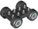 Part No: 88760c01pb07  Name: Duplo Car Base 2 x 4 with Black Tires and Light Aqua Hub with Flower Wheels Pattern (88760 / 88762c01pb07)