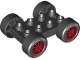 Part No: 88760c01pb10  Name: Duplo Car Base 2 x 4 with Black Tires and Red Spokes, 'ROTELLI TIRES' and 'PASTA POTENZA' Wheels Pattern (88760 / 88762c01pb10)