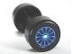 Part No: 88762c01pb11  Name: Duplo Wheel Double Assembly with Metal Axle and Blue Spokes Pattern