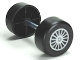Part No: 88762c01pb14  Name: Duplo Wheel Double Assembly with Metal Axle and Silver Spokes Pattern