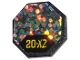 Part No: 890pb01  Name: Road Sign 2 x 2 Octagon with Clip with Yellow '20-X2' on Black Background, Holographic Circles Pattern (Sticker) - Sets 5313 / 6463