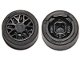 Lego part: Wheel 11mm D. x 6mm with 8 'Y' Spokes with Black Tire 14mm D. x 6mm Solid Smooth (93595 / 50945)