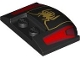 Part No: 93604pb020  Name: Wedge 3 x 4 x 2/3 Triple Curved with Gold Spider Logo and Red and Dark Red Panels Pattern