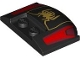 Part No: 93604pb20  Name: Wedge 3 x 4 x 2/3 Triple Curved with Gold Spider Logo and Red and Dark Red Panels Pattern