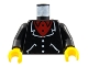 Part No: 973p22c01  Name: Torso Suit with White Lapels, Pockets, Buttons, Red Undershirt Pattern / Black Arms / Yellow Hands