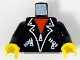 Part No: 973p28c01  Name: Torso Leather Jacket over Red Shirt, White Lapel Outlines and Zippers Pattern / Black Arms / Yellow Hands