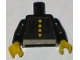 Part No: 973pb0028c01  Name: Torso Fire Uniform Four Button and Gray Belt Pattern (Sticker) / Black Arms / Yellow Hands