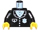 Part No: 973pb0091c01  Name: Torso Police Suit with White Badge and Pocket Pattern / Black Arms / Yellow Hands