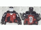Part No: 973pb0165c01  Name: Torso Soccer Goalie Red Hexagons and No. 1 Front and Back Pattern / Black Arms / Black Hands