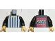 Part No: 973pb0243c01  Name: Torso Soccer Referee Vertical White Stripes and LEGO Logo Back Pattern / Black Arms / Yellow Hands