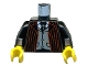 Part No: 973pb0267c01  Name: Torso Harry Potter Dark Red Stripe Suit Front, Gray Vest and Tie, Gold Fob Pattern / Black Arms / Yellow Hands