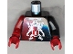 Part No: 973pb0398c01  Name: Torso Alpha Team Minion Scarab with Silver Outline and 'X' Pattern / Black Arm Left / Dark Red Arm Right / Dark Red Hands