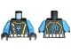 Torso Aquaraiders Trident Logo, Silver Belt and Zipper Print, Medium Blue Arms, Black Hands