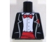 Lot ID: 240653564  Part No: 973pb0665  Name: Torso Jacket Formal with White Shirt and Red Bow Tie and Cummerbund Pattern
