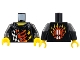Lot ID: 388104497  Part No: 973pb0683c01  Name: Torso World Racers - Checkered Pattern with Flames on Front, Flames and Red Skull with White Stripes on Back / Black Arms / Yellow Hands