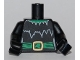 Part No: 973pb0714c01  Name: Torso Witch with Torn Collar and Green Belt with Gold Buckle Pattern / Black Arms / Black Hands