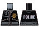 Part No: 973pb0797  Name: Torso Police Leather Jacket, Gold Badge, Radio, Belt with 'POLICE' Pattern on Back