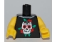 Lot ID: 398785196  Part No: 973pb0838c01  Name: Torso Shirt with Torn Collar, White Skull, Red Flowers, and Green Leaves Pattern / Yellow Arms / Yellow Hands