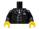 Lot ID: 253952944  Part No: 973pb0940c01  Name: Torso Pinstripe Suit Jacket and White Tie Pattern / Black Arms / Yellow Hands