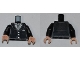 Part No: 973pb1003c01  Name: Torso Suit with 3 Buttons and Gray Tie Pattern / Black Arms / Light Nougat Hands