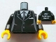 Part No: 973pb1120c01  Name: Torso Suit with 2 Buttons, Gray Sides, Gray Centerline and Tie Front, 2012 The LEGO Store Victor, NY Back Pattern / Black Arms / Yellow Hands