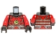 Part No: 973pb1372c01  Name: Torso Ninjago Red Armor and Silver Belt with Lime Swirl Medallion Pattern / Red Arms / Black Hands