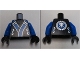 Part No: 973pb1385c01  Name: Torso Ninjago Robe with Blue and Silver Sash Pattern / Blue Arms / Black Hands