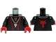 Part No: 973pb1559c01  Name: Torso Castle Dragon Wizard with Lace-up Shirt, Red Trim and Silver Dragon Head Chain Pattern / Black Arms / Red Hands