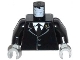 Part No: 973pb1623c01  Name: Torso Jacket Buttoned with Gold Badge on Collar, White Shirt and Black Tie Pattern / Black Arms / Light Bluish Gray Hands