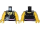Part No: 973pb1626c01  Name: Torso Female Top with Pink Belt and Music Player Pattern / Yellow Arms / Yellow Hands