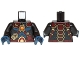 Part No: 973pb1885c01  Name: Torso Dark Blue Muscles, Dark Red Straps and Armor and Fire Chi Emblem Pattern / Black Arms / Dark Blue Hands