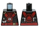 Part No: 973pb2077  Name: Torso Ninjago Red and Gold Straps and Belt, Round Emblem, Weapons and Dark Red Undershirt Pattern