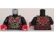Lot ID: 368204803  Part No: 973pb2498c01  Name: Torso Ninjago Red Armor with Lime Swirl Medallion Front, Belts on Back Pattern  / Black Arms / Red Hands