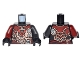 Part No: 973pb2615c01  Name: Torso Ninjago Dark Red, Silver and Copper Armor with Clock and Hourglass Pattern / Pearl Dark Gray Arm Left / Dark Red Arm Right / Black Hands