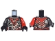 Part No: 973pb2616c01  Name: Torso Ninjago Red, Silver and Copper Armor with Clock, Smartphone and Headphones Pattern / Red Arm Left / Pearl Dark Gray Arm Right / Black Hands
