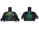 Part No: 973pb2785c01  Name: Torso Ninjago Robe with Gold Scarf and Diamonds, Green Sash and Emblem Pattern / Black Arms with Diamonds and Green Cuffs Pattern / Black Hands