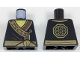 Part No: 973pb2805b  Name: Torso Robe with Dark Brown Hem, Gold Trim and Ninjago Logogram 'EARTH', Dark Brown Creases, Waist Sash with Knot, Yellow Neck, Octagon and Circle Medallion Logo on Back Pattern