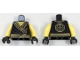 Part No: 973pb2805bc01  Name: Torso Ninjago Robe with Ninjago Logogram 'EARTH', Brown Fabric Creases, Gold Sash and Medallion Pattern / Yellow Arms / Black Hands
