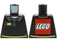 Part No: 973pb2850  Name: Torso Polo Shirt with Yellow Trim, Name Badge, White Shirt, LEGO Logo on Back Pattern